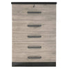 Better Home Products 5970-XIA-BLK-OAK Xia 5 Drawer Chest Of Drawers In Black Silver & Gray Oak