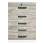 Better Home Products 5970-XIA-WHT-OAK Xia 5 Drawer Chest Of Drawers In White & Gray Oak