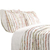 Benzara Drin Fabric Standard Sham with Frayed Stripes and Ruffle Pattern, Off White