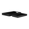 Sagebrook Home 15710 Wood/Glass, Set of 2 14/18" Reactangular Trays, Black