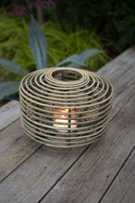 Kalalou CLUX1128 Round Rattan Lantern with Glass