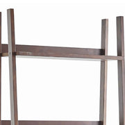 Benzara Three Tier Wooden Ladder Shelf with Storage Compartment, Dark Brown