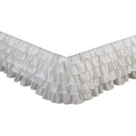 Benzara Benue Fabric Multi Layered Ruffle Full Bed Skirt with Split Corners, White