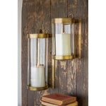 Kalalou NMAN1010 Glass and Antique Brass Finish Wall Mounted Hurricane-Large