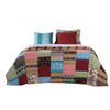 Benzara Stikine  4 Piece Twin Size Cotton Quilt Set with Patchwork Details, Multicolor