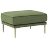 Benzara Rectangular Fabric Upholstered Ottoman with Tubular Metal Legs, Green