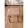 Kalalou NKHU1023 Velvet Stool with Channel Stitch Top & Iron Legs - Cobblestone