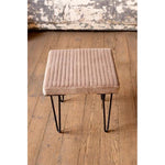 Kalalou NKHU1023 Velvet Stool with Channel Stitch Top & Iron Legs - Cobblestone