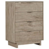 Benzara 4 Drawer Wooden Chest with Grain Details, Oak Brown
