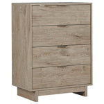 Benzara 4 Drawer Wooden Chest with Grain Details, Oak Brown
