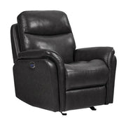 Benzara Leatherette Upholstered Glider Recliner with USB Port, Black