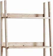Benzara Three Tier Wooden Ladder Shelf with Storage Compartment, Light Brown