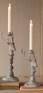 Kalalou CHE1055 Metal Deer Taper Candle Holders Set of 2