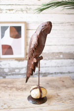 Kalalou A6248 Recycled Metal Parrot on a Rock Base