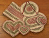 Earth Rugs C-24 Olive/Burgundy/Gray Heart Trivet 8``x7``