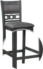 Benzara Wooden Counter Height Chairs with Adjoined Rings Design, Set of 4, Gray