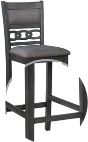 Benzara Wooden Counter Height Chairs with Adjoined Rings Design, Set of 4, Gray