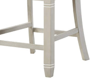 Benzara Wooden Counter Height Chair with Slatted Back, Set of 2, Antique White