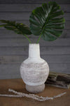 Kalalou H3926 Textured Clay Vessels on River Rock Bases - White