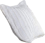 Benzara Yukon Fabric Reversible Standard Sham with Ruffles Striped Pattern, White