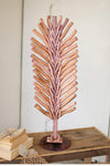 Kalalou CJAL1060 Recycled Wood Tabletop Leaf Decor with Base Pink