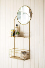 Kalalou CHW1248 Round Mirror with Shelves