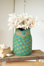 Kalalou H3867 Large Blue Fish Clay Pot
