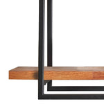 Benzara 2 Tier Wood and Metal Frame Wall Display with Tubular Frame, Brown and Black