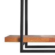 Benzara 2 Tier Wood and Metal Frame Wall Display with Tubular Frame, Brown and Black