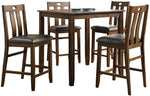 Benzara 5 Piece Counter Height Wooden Dining Set with Padded Seat, Brown and Gray