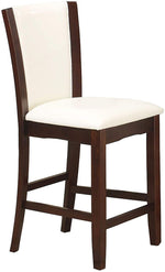 Benzara Wooden Counter Height Chair with Raised Back, Set of 2, Brown and White