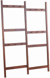 Benzara Center Partitioned Wooden Garment Rack with Peg Hooks, Dark Brown