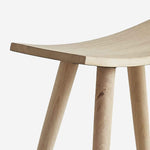 Benzara Wooden Frame Stool with Saddle Seat and Peg Legs, Natural Brown