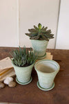 Kalalou H3828 Set of Three Green Wash Clay French Pots With Saucer