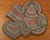 Earth Rugs C-43 Burgundy/Blue/Gray Heart Trivet 8``x7``