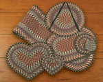 Earth Rugs C-43 Burgundy/Blue/Gray Heart Trivet 8``x7``