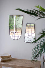 Kalalou NVE1035 Set of Two Antique Black Framed Tiki Face Mirrors