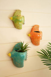 Kalalou CDV2079 Colorful Bird Wall Planters, Set of 3