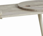 Benzara Wooden Coffee Table with 2 Round Lady Susan Shevles, Light Brown