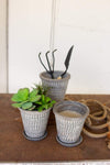 Kalalou H3829 Set of Three Black Wash Clay French Pots with Saucer