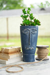Kalalou H4031 Large Clay Face Vase - Blue