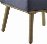 Benzara Fabric Upholstered 1 Seater Sofa with Splayed Legs, Blue and Brown