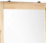 Benzara Rectangular Wooden Frame Wall Mirror with Textured Detail, Brown