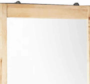Benzara Rectangular Wooden Frame Wall Mirror with Textured Detail, Brown