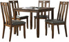 Benzara 5 Piece Wooden Dining Set with Padded Seat Chair, Brown and Gray