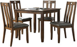 Benzara 5 Piece Wooden Dining Set with Padded Seat Chair, Brown and Gray