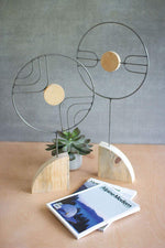 Kalalou H4029 Set of Two Wire and Wood Sculptures on Recycled Wood Bases