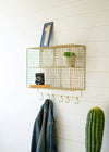 Kalalou NKE1284 Five Cubbie Wire Wall Shelf with Hooks