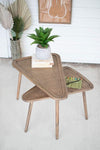 Kalalou CBB1115 Triangular Wooden Nesting Tables with Woven Rattan Tops