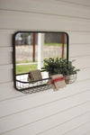 Kalalou CLA1191 Rectangular Mirror with Wire Basket Shelf